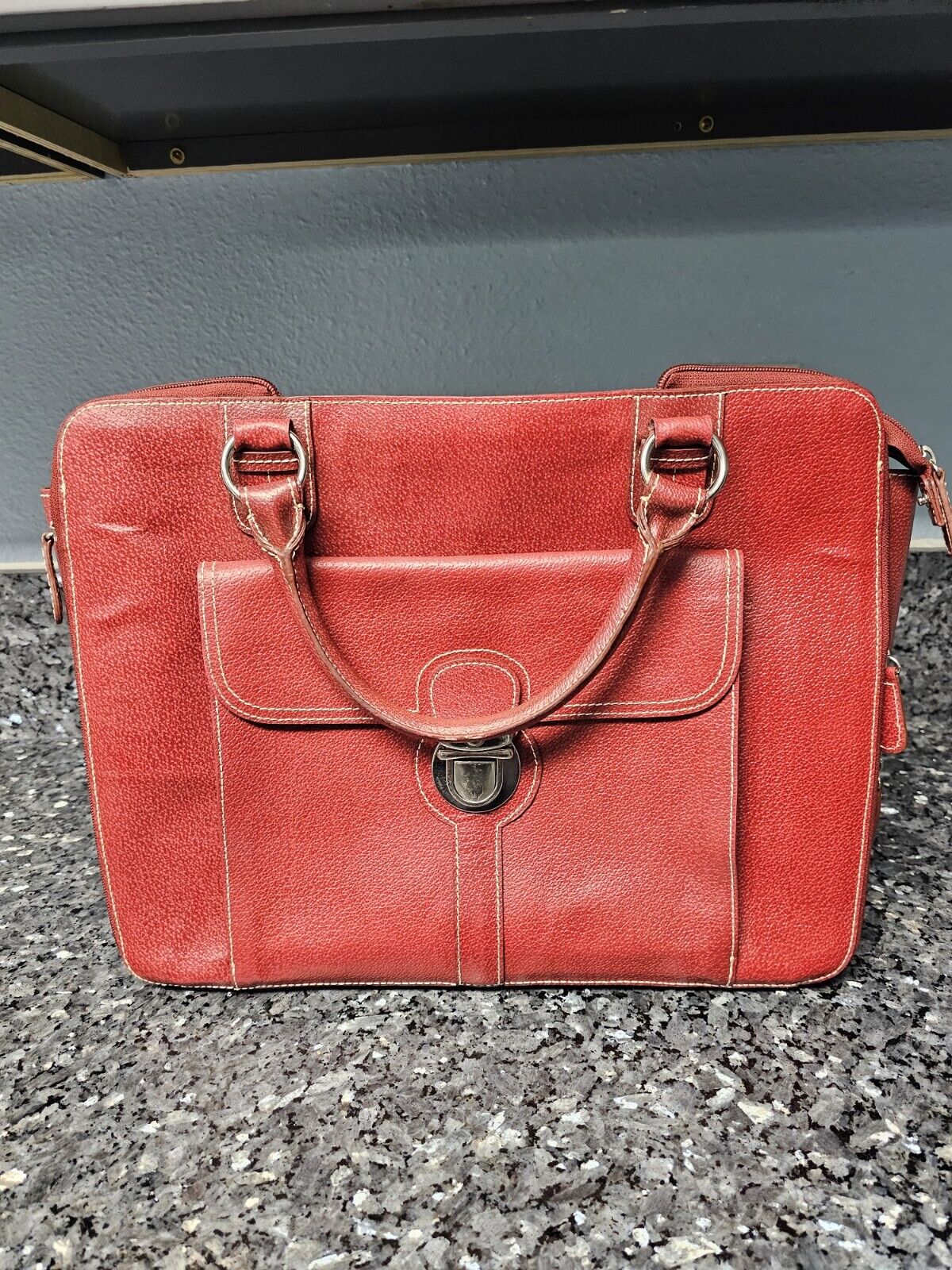 Franklin Covey Classic Genuine Leather Briefcase Organizer Red