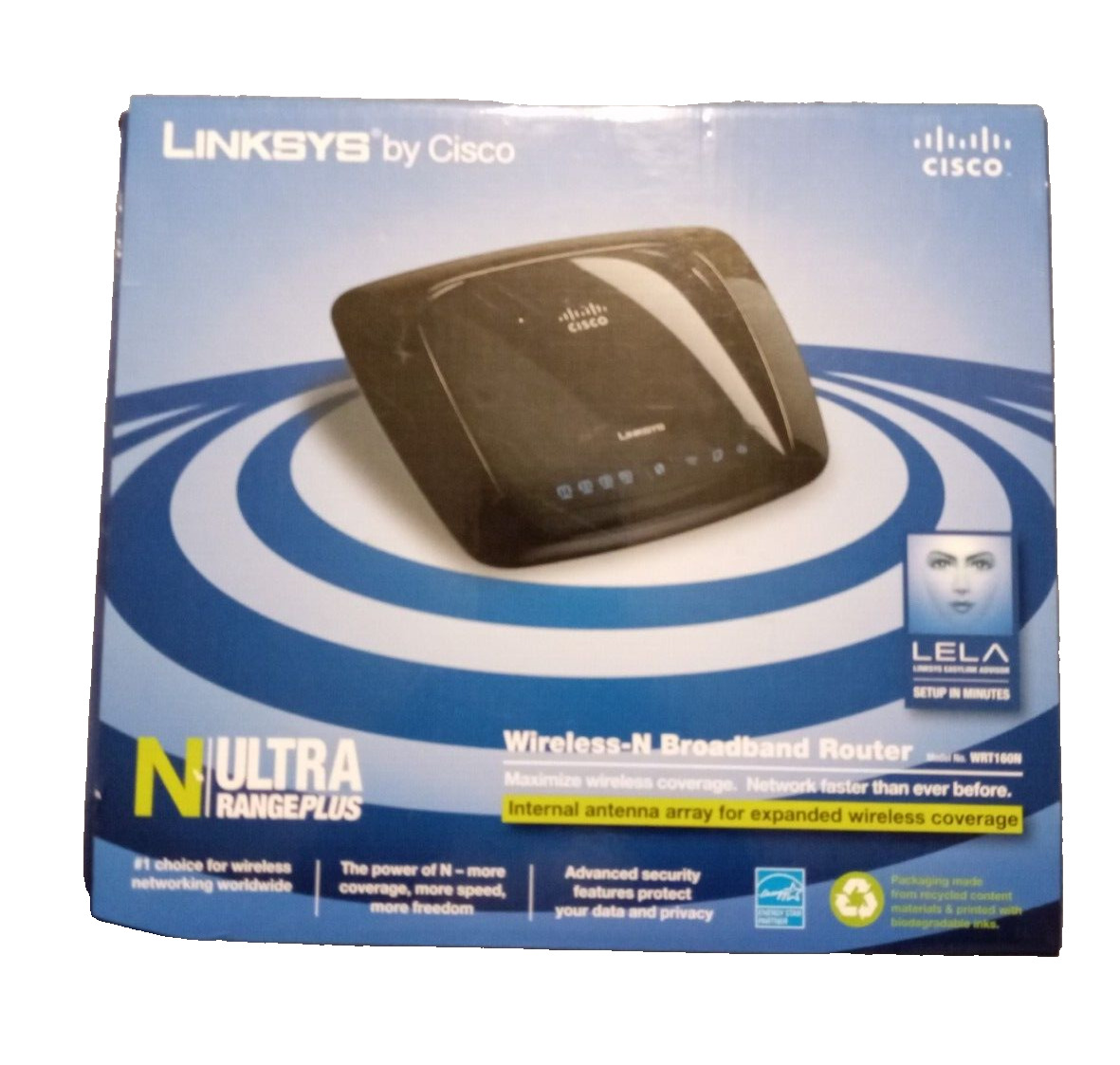 Linksys ultra range plus wireless -N Broadband Router WRT160N V2 by Cisco boxed