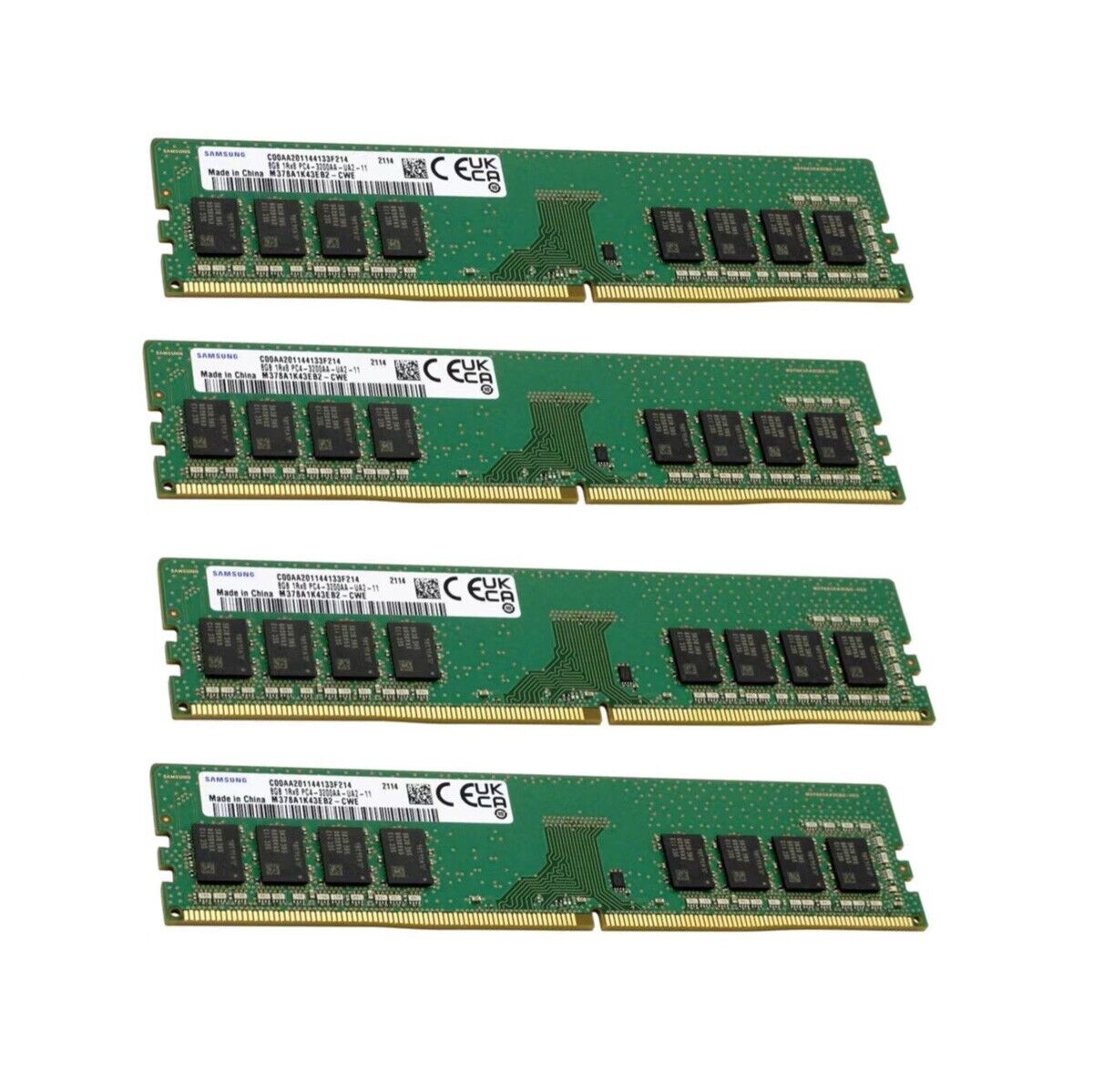 Samsung 32GB 4X8GB DDR4 3200MHz PC4-25600 1RX8 UDIMM Memory Ram M378A1K43EB2-CWE