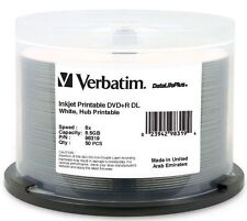 100 VERBATIM 98319 DVD+R DL 8.5GB 8X DataLifePlus White Inkjet Printable 2x50pk picture