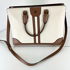 Bostanten Cream And Brown Large Briefcase Laptop And/Or Large Work Purse Laptop picture