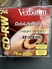 NEW Verbatim Data Life Plus CD-RW W/ Cases 74 Min 650 MB Pack of 20 picture