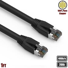 1FT Cat8 RJ45 Network LAN Ethernet S/FTP Patch Cable Copper 2GHz 40Gbps Black picture