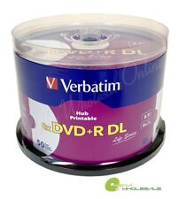 100 VERBATIM 8X DVD+R DL Dual Double Layer 8.5GB Inkjet Printable 2x50pk 97693 picture