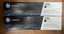 Lot of 2 x New Genuine OEM Sealed HP 130A Black Toner Toners - Production 2022 picture