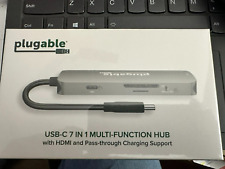 Plugable USB-C Hub 7-in-1, Driverless USB C Hub Compatible with Mac, Windows, Ch picture