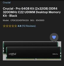 Crucial Pro 64GB (2 x 32GB) PC4-25600 DDR4-3200 Memory - CP2K32G4DFRA32A picture