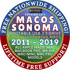 Patched MacOS Sonoma 14.5 USB for Unsupported Apple Macs 2011 to 2019, Fast Ship picture