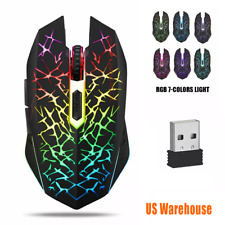 Wireless USB Optical Mice Gaming Mouse 7 Color LED Backlit Rechargeable For PC picture