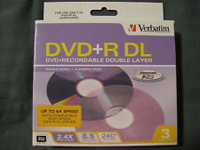 3-Pack Verbatim 8.5 GB 2.4X DVD+R DL Recordable Double Layer Disc in Jewel Cases picture