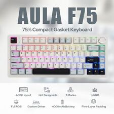 x Aula F75 Gasket Mechanical Keyboard, 75% Wireless Ice Vein Switch Light Blue picture