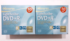 Lot of 20 MEMOREX LightScribe DVD+R Discs (2 packs of 10) ~ New & Sealed picture