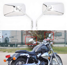 10MM Chrome Motorcycle Rectangle Handlebar Rearview Side Mirrors Compatible Wit picture