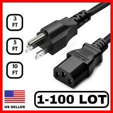 Lot of 3 Prong AC Power Cord Standard Electrical Cable Universal 3FT 5FT 10FT picture