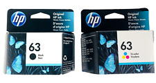 2-PACK GENUINE HP 63 BLACK & TRI-COLOR INK OFFICEJET 4650 4652 4655 SEALED BOX picture