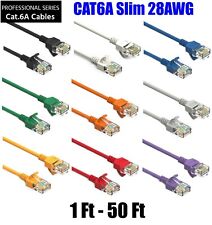 1 Ft - 50 Ft CAT6a Slim RJ45 Network LAN Ethernet Copper Wire Color Patch Cable picture