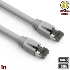 1FT Cat8 RJ45 Network LAN Ethernet S/FTP Patch Cable Copper 2GHz 40Gbps Gray picture
