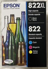 Epson 822XL Black 822 Cyan Magenta Yellow Ink Cartridge Set T822XL-BCS Exp 2025+ picture