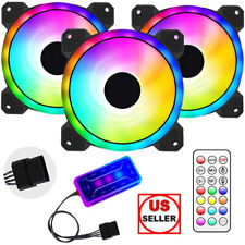 3 Pack RGB LED Computer Case Fan Cooling 120mm Quiet Fans PC With Remote Control picture