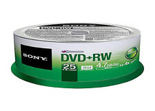 25 pk SONY Blank DVD+RW 4x Logo Branded 4.7GB Rewritable DVD Disc - 25DPW47SP picture