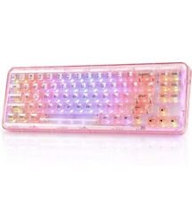 YUNZII X71 Keys Wireless Pink Transparent Mechanical Keyboard picture