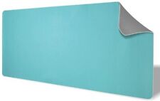 Double Sided Two Tone Vegan Leather Desk Mat Protector  (Blue/Gray,36x17x0.08in) picture