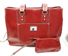 Franklin Covey Red Leather Business Organizer Laptop Briefcase w/ Wristlet New picture