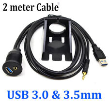 2meter USB 3.0 & 3.5mm Mount Flush Cable AUX Extension Dash Panel for Car Boat picture