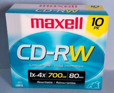 10-Pack OEM Maxell CD-RW 4x 700MB / 80min Rewritable SLIMLINE CD Discs - SEALED picture