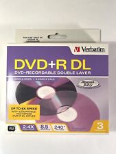 3-Pack Verbatim 8.5 GB 2.4X DVD+R DL Recordable Double Layer Disc w/ Jewel Cases picture