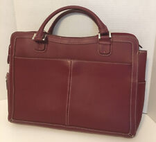 Franklin Covey Classic Leather Briefcase Handle Bag Burgundy picture