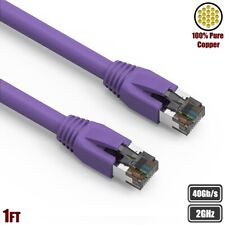 1FT Cat8 RJ45 Network LAN Ethernet S/FTP Patch Cable Copper 2GHz 40Gbps Purple picture