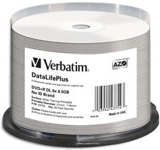 50-Pak VERBATIM 8X White THERMAL Hub 8.5GB DOUBLE LAYER DL DVD+R, Verbatim 43754 picture