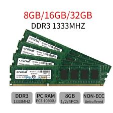 Crucial 32GB 16GB 8GB 4GB PC3-10600U DDR3 1333Mhz 240Pin Desktop Memory Lot AB picture