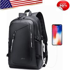 Vegan Leather Laptop Backpack, PU Vintage Travel Daypacks with USB Charging Port picture