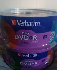 50 VERBATIM 25 PK. X 2 COLOR DVD+R BLANK MEDIA 4.7GB 16X 120 MIN *SEALED* picture