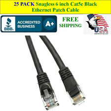 25 PACK 6 In Cat5e Black Network Ethernet Patch Cable Computer LAN 1 Gbps 350MHz picture