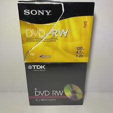 DVD-RW - TDK 4x 120 Min 4.7GB 5 Pack & Sony 1-2x 120 Min 4.7GB 5 Pack - 10 total picture