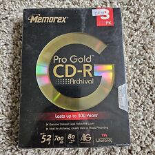 Memorex Pro Gold CD-R Archival 3 PK 24k Gold Layer Brand New 52x 700 MB 80 MIn picture
