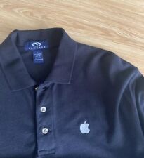 Apple Computers Employee Polo Shirt Black w/ White Apple Logo Embroidered Size L picture