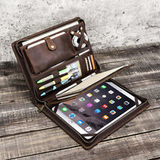 Genuine Leather Office Folder Portfolio Tablet Case Business Organizer For iPad picture