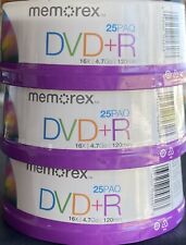 (3x) Memorex DVD+R Writable Discs 25-Pk each 4.7GB 120 Min 16x FAST PIN picture