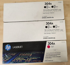 Lot of 3 Genuine OEM HP 304A Factory Sealed Toner 1X CC533A M/ 2X CC530AD BL picture