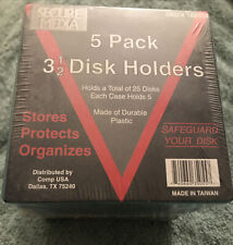5 pack Plastic 3.5 disk holders. NOS - Sealed Multicolored Vintage. picture