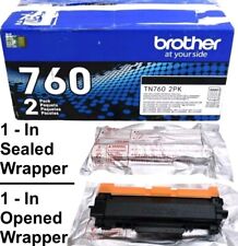 2-Pack Genuine Brother TN760 Black High-Yield Toner Cartridges TN7602PK NIOB/UNS picture