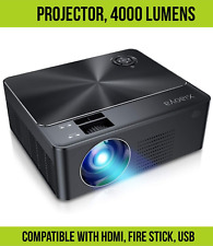 Projector, HD Outdoor Projector 1080P, 4000 Lumens MHL, VGA, USB, Micro USB,HDMI picture