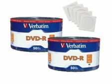 100 VERBATIM Blank DVD-R DVDR 16X 4.7GB Logo Branded Media Disc + 100 Sleeves  picture