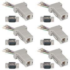 6 Pcs DB9 9-Pin RS232 Male to RJ11 RJ12 6P6C Phone Line Adapter Modular Ivory picture