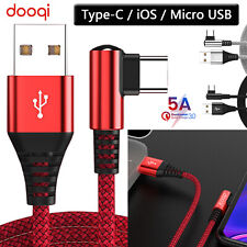 Type C / 8 Pin iOS / micro USB Fast Charging Elbow Data Cable Cord Braided Rope picture