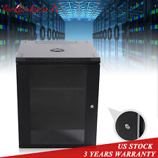 4U/6U/9U/15U Wall Mount Network Server Data Cabinet Enclosure Rack Glass Door US picture